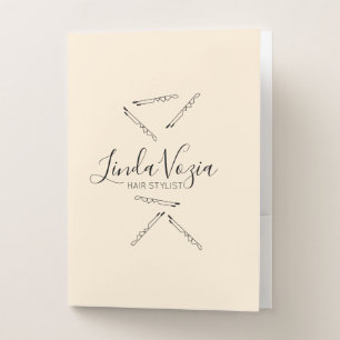 Minimalist Hair Stylist Line Art Hair Pocket Folder
