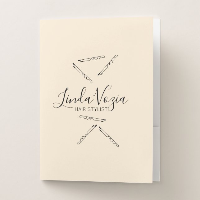 Minimalist Hair Stylist Line Art Hair  Pocket Folder (Front)