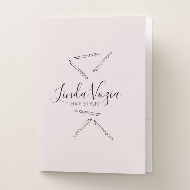 Minimalist Hair Stylist Line Art Hair  Pocket Folder (Front)