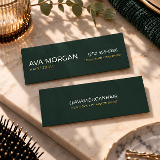Minimalist Hair Stylist Modern Black Mini Business Card