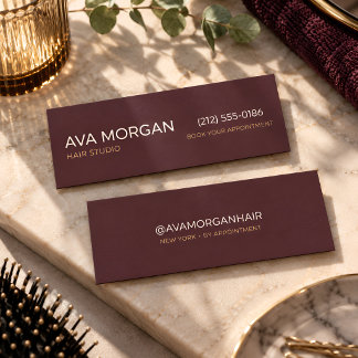 Minimalist Hair Stylist Modern Black Mini Business Card