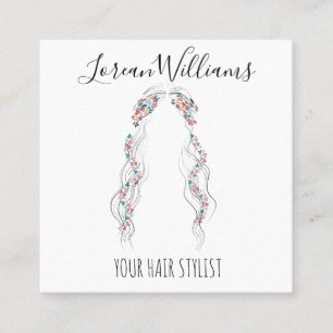 Minimalist Hairstylist Bride Wavy Hair Chic Floral Appointment Card