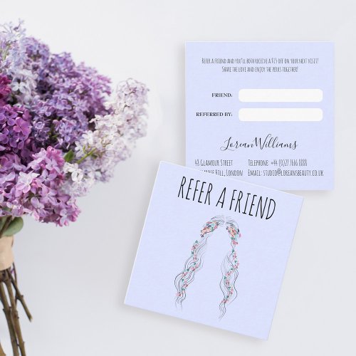 Minimalist Hairstylist Bride Wavy Hair Chic Floral Appointment Card