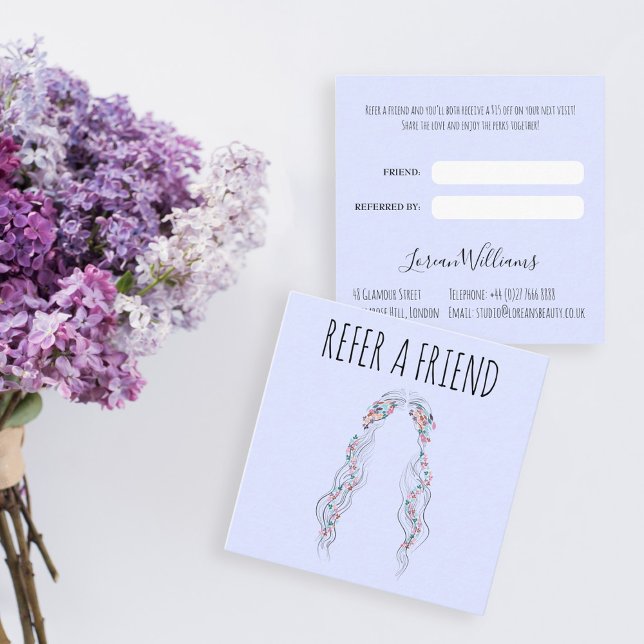 Minimalist Hairstylist Bride Wavy Hair Chic Floral Appointment Card (Creator Uploaded)