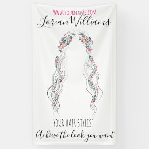 Minimalist Hairstylist Bride Wavy Hair Chic Floral Banner
