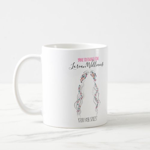 Minimalist Hairstylist Bride Wavy Hair Chic Floral Coffee Mug