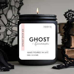 Minimalist Halloween Candle Ghost + Cinnamon Square Sticker