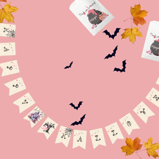 Minimalist halloween cute yellow pink bunting flags