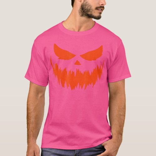 Minimalist Halloween Pumpkin Costume Creepy Pumpki T_Shirt
