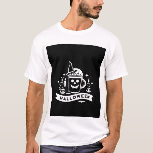 Minimalist Halloween Skull Coffee Mug Emblem Graph T-Shirt