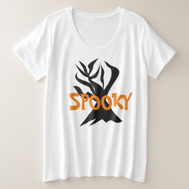 Minimalist Halloween Spooky Tree Plus Size T-Shirt (Design Front)