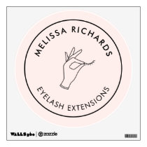 Minimalist Hand and Lashes Circle Logo Pink Wall Decal