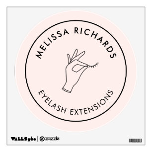 Minimalist Hand and Lashes Circle Logo Pink Wall Decal