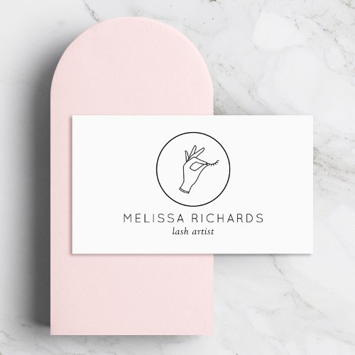 Minimalist Hand and Lashes Logo Makeup Artist Business Card
