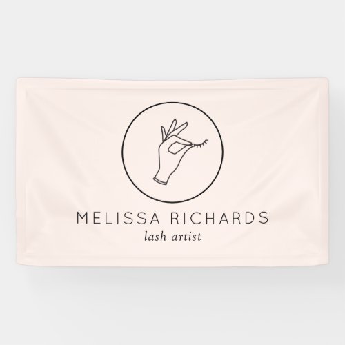 Minimalist Hand and Lashes Logo Makeup Artist Pink Banner