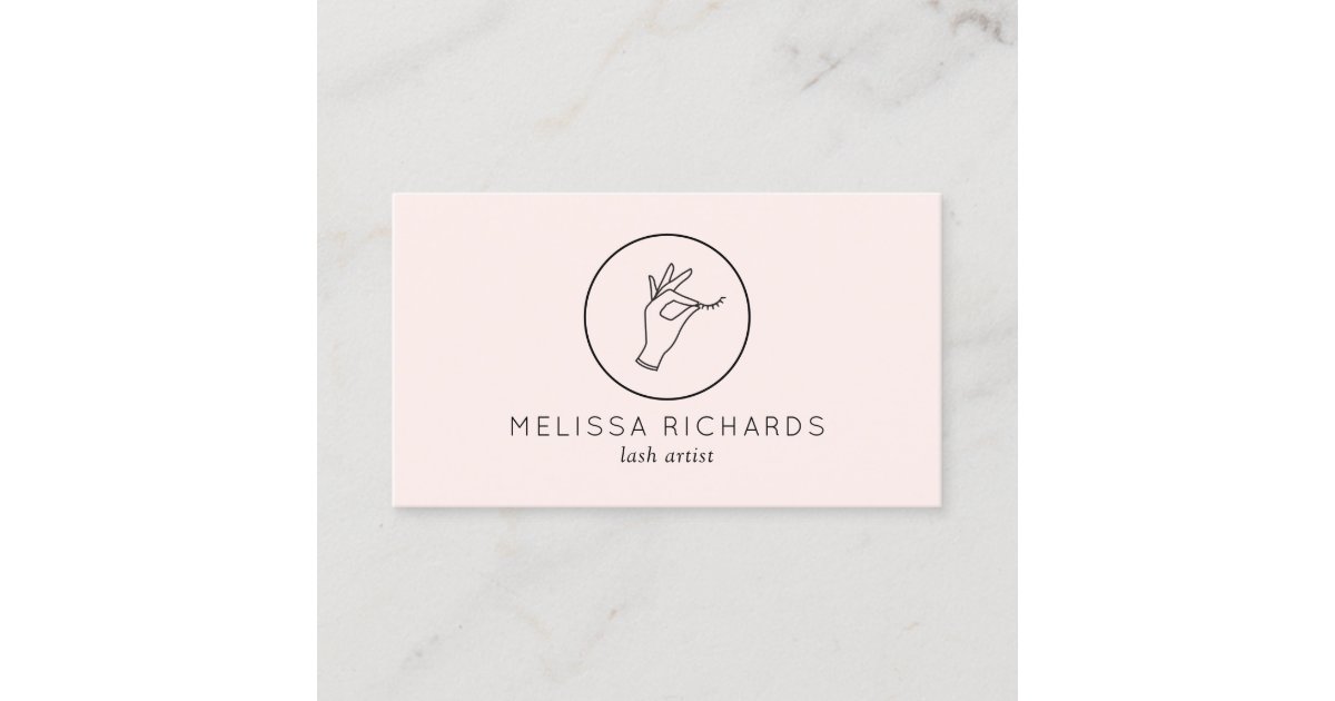 Minimalist Hand And Lashes Logo Makeup Artist Pink Business Card Zazzle Com
