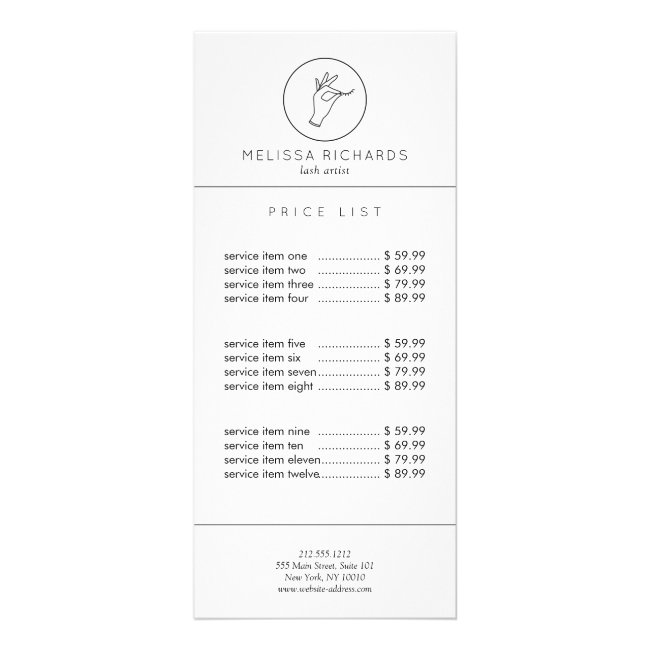 Minimalist Hand and Lashes Logo Makeup Artist Rack Card