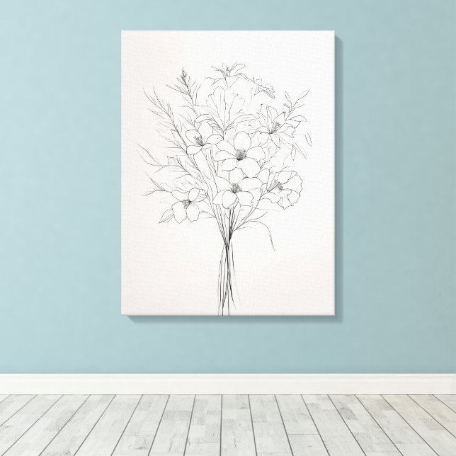 Minimalist Hand-Drawed Botanical Plant Faux Canvas Print (Insitu(Wood Floor))
