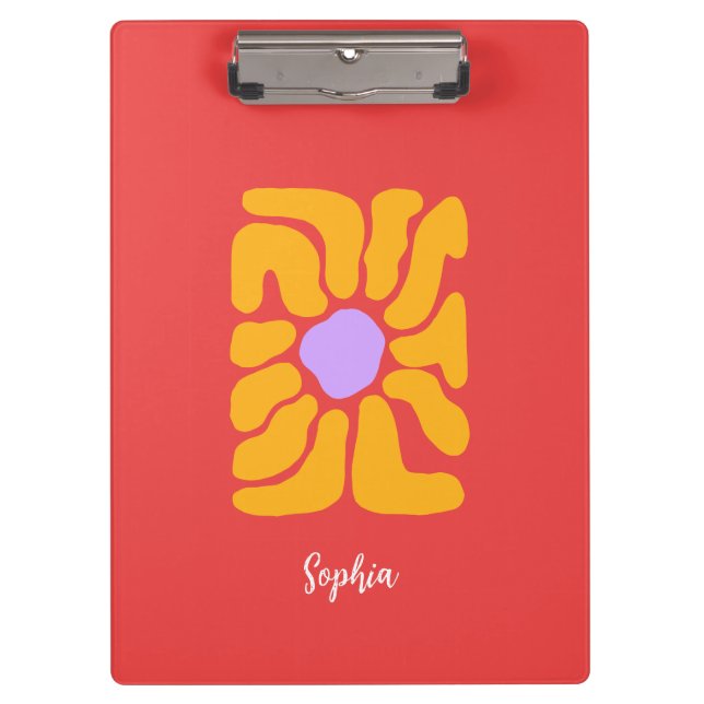 Minimalist Hand Drawn Boho Flower Clipboard (Front)