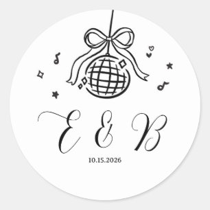 Minimalist Hand Drawn Bow Disco Party Sticker