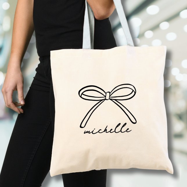 Minimalist Hand Drawn Bow Name Tote Bag (Minimalist Hand Drawn Bow Name Tote Bag)