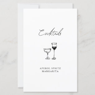 Minimalist Hand Drawn Cocktail Bar Wedding Sign