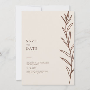 Minimalist Hand Drawn Floral Ivory Wedding Save The Date