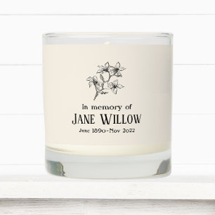 Minimalist Hand Drawn Flowers Memorial  Scented Candle