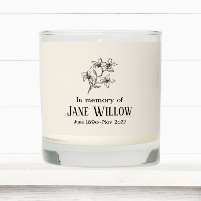 Minimalist Hand Drawn Flowers Memorial  Scented Candle (Creator Uploaded)