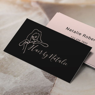 Minimalist Hand-drawn Hair Stylist Beauty Salon Business Card