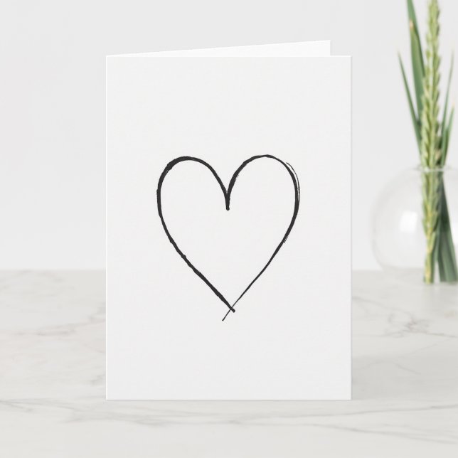 Minimalist Hand Drawn Heart Love Card (Front)