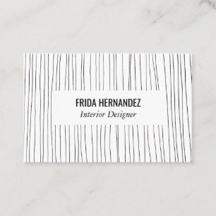 Minimalist Hand Drawn Lines Stripes Chic Elegant Business Card