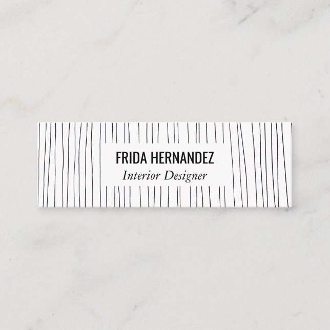 Minimalist Hand Drawn Lines Stripes Chic Elegant Mini Business Card (Front)