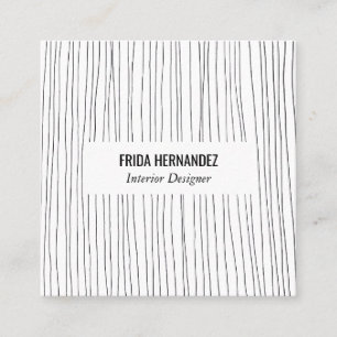 Minimalist Hand Drawn Lines Stripes Chic Elegant Square Business Card