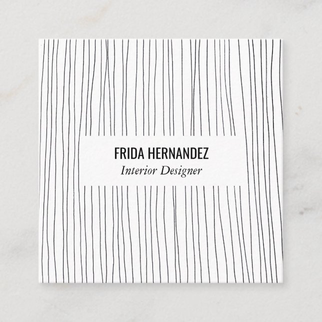Minimalist Hand Drawn Lines Stripes Chic Elegant Square Business Card (Front)