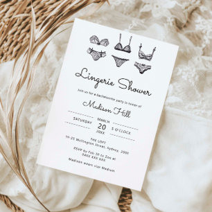 Minimalist hand drawn lingerie shower invitation