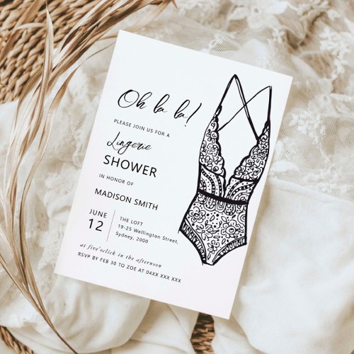 Minimalist hand drawn lingerie shower invitation