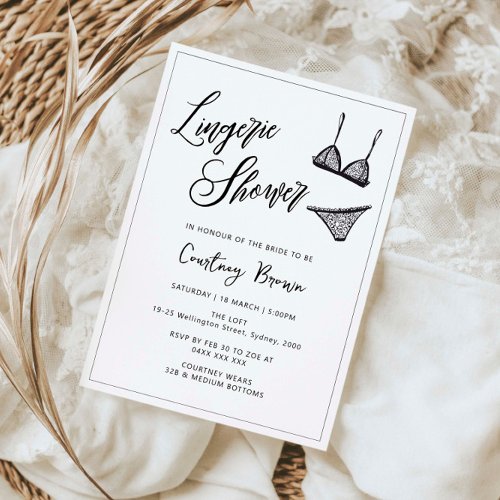 Minimalist hand drawn lingerie shower invitation