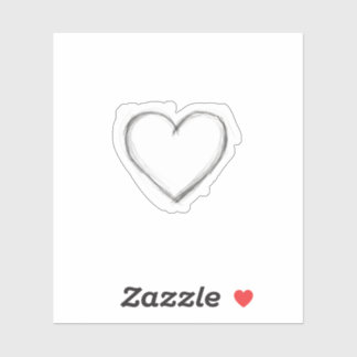 Minimalist Hand Drawn Pencil Sketch Heart Line Art Sticker