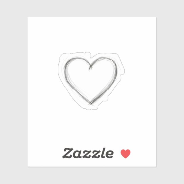 Minimalist Hand Drawn Pencil Sketch Heart Line Art Sticker (Sheet)