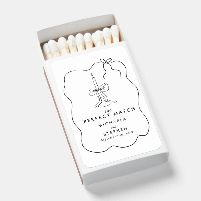 Minimalist Hand Drawn Perfect Match Wedding Favors (Front Open)