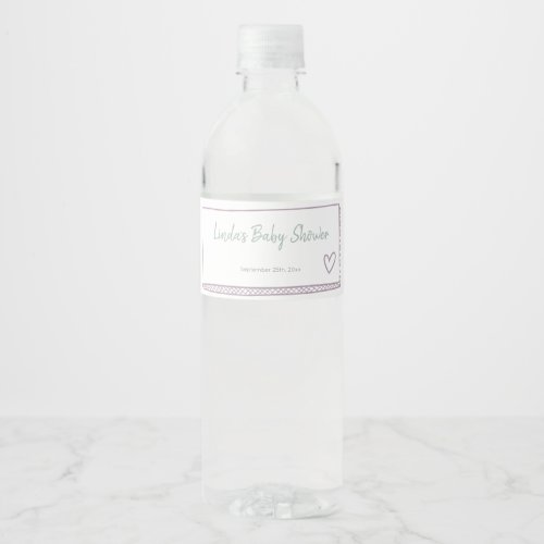 Minimalist Hand Drawn Pink Baby Shower Water Bottle Label