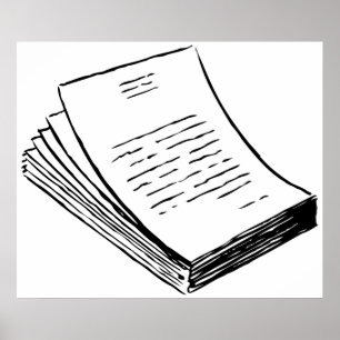 Minimalist Hand-Drawn Stack of Paper Poster