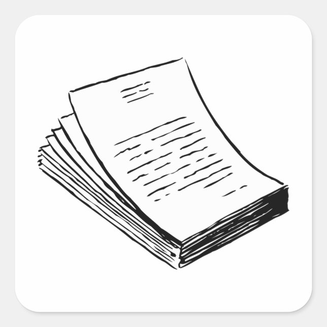 Minimalist Hand-Drawn Stack of Paper Square Sticker (Front)