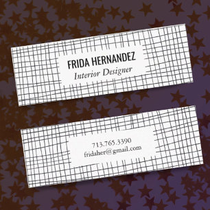 Minimalist hand drawn stripes grid lines mini business card