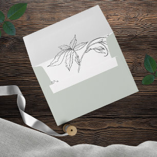 Minimalist Hand-drawn Vines Sage Green Gray Envelope