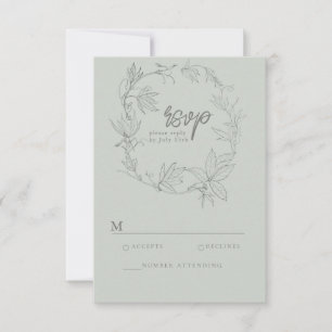 Minimalist Hand-drawn Vines Sage Green Gray RSVP C
