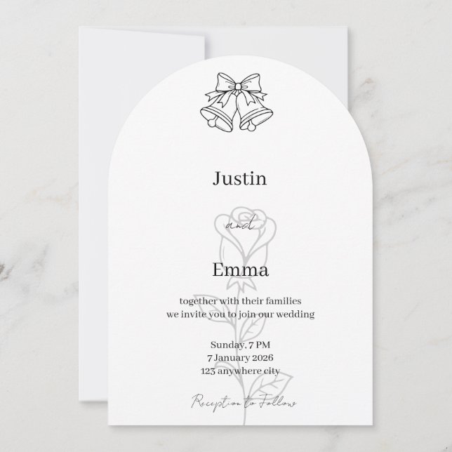 Minimalist Hand Drawn Wedding Invitation (Back)