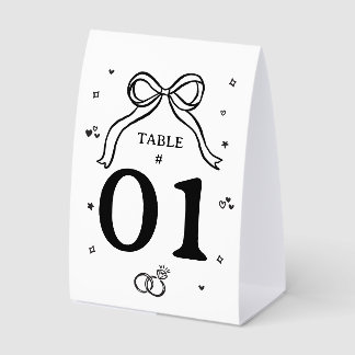 Minimalist Hand Drawn Wedding Paper Table Tent