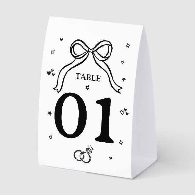  Minimalist Hand Drawn Wedding  Paper Table Tent (Front)